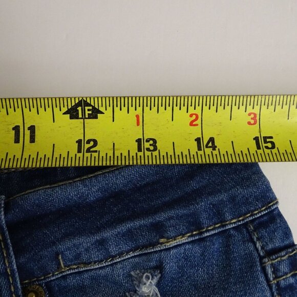 Distressed Ripped Denim High Waist Jean Shorts Women Size M Casual Rolled Hem - Picture 5 of 7